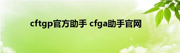 cftgp官方助手 cfga助手官网