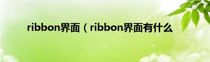 ribbon界面（ribbon界面有什么