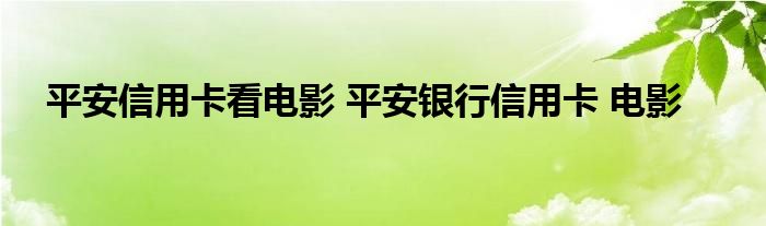 平安信用卡看电影 平安银行信用卡 电影