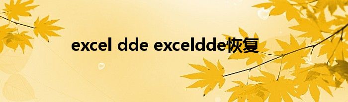 excel dde exceldde恢复