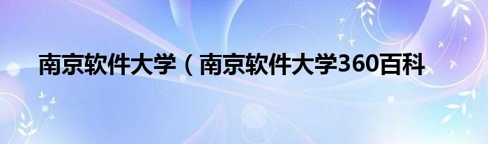 南京软件大学（南京软件大学360百科