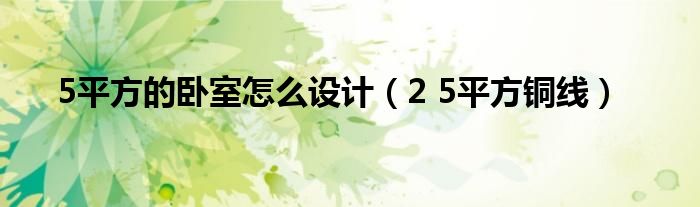 5平方的卧室怎么设计（2 5平方铜线）