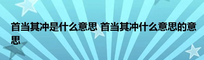 首当其冲是什么意思 首当其冲什么意思的意思