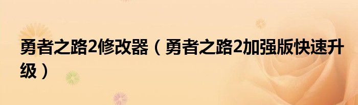 勇者之路2修改器（勇者之路2加强版快速升级）