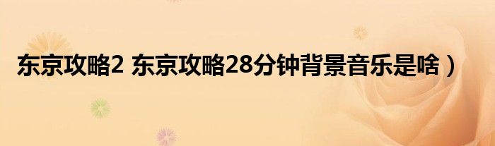 东京攻略2 东京攻略28分钟背景音乐是啥）