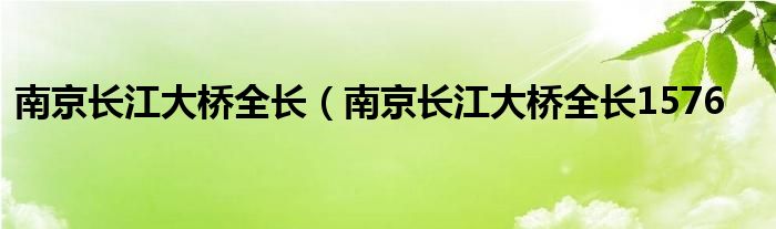 南京长江大桥全长（南京长江大桥全长1576