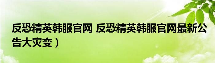 反恐精英韩服官网 反恐精英韩服官网最新公告大灾变）