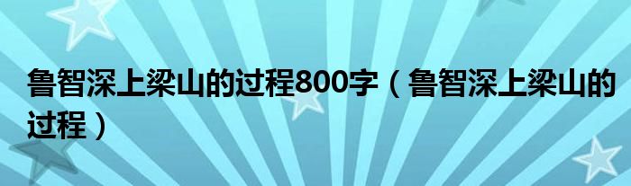 鲁智深上梁山的过程800字（鲁智深上梁山的过程）