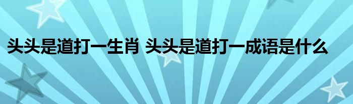 头头是道打一生肖 头头是道打一成语是什么