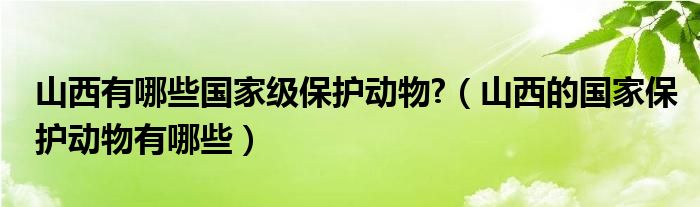 山西有哪些国家级保护动物?（山西的国家保护动物有哪些）