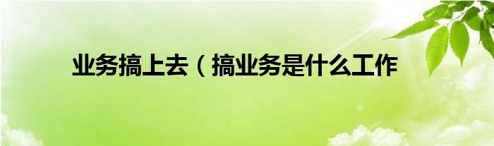 业务搞上去（搞业务是什么工作