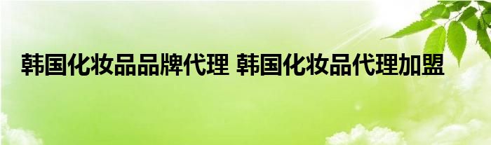 韩国化妆品品牌代理 韩国化妆品代理加盟