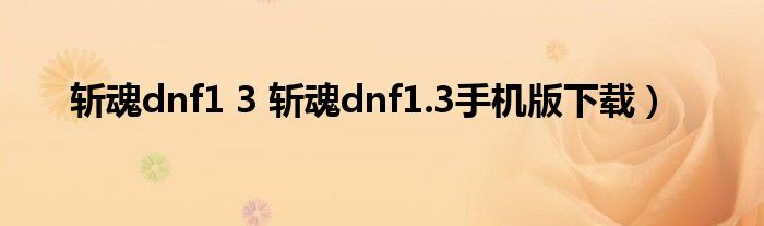 斩魂dnf1 3 斩魂dnf1.3手机版下载）