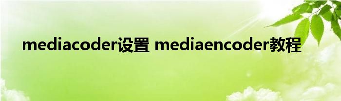 mediacoder设置 mediaencoder教程