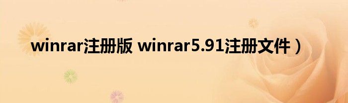 winrar注册版 winrar5.91注册文件）