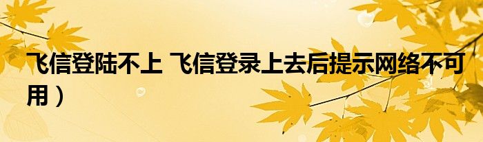 飞信登陆不上 飞信登录上去后提示网络不可用）