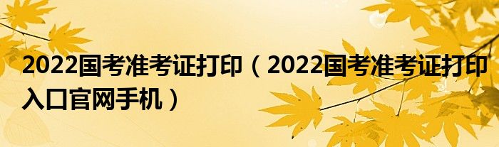 2022国考准考证打印（2022国考准考证打印入口官网手机）