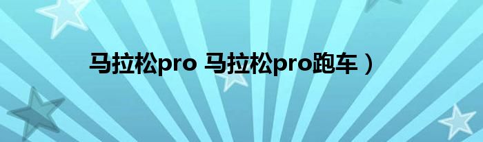 马拉松pro 马拉松pro跑车）