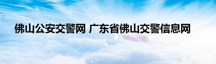 佛山公安交警网 广东省佛山交警信息网