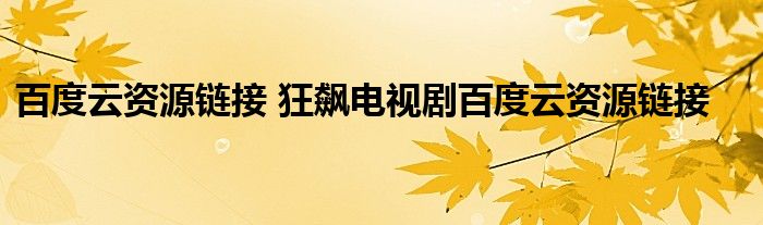 百度云资源链接 狂飙电视剧百度云资源链接