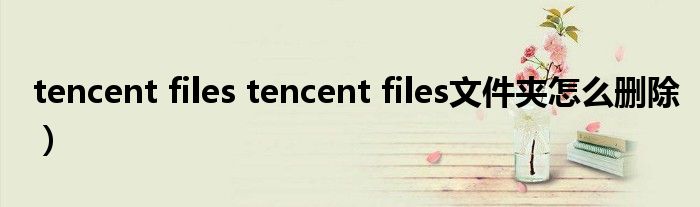 tencent files tencent files文件夹怎么删除）