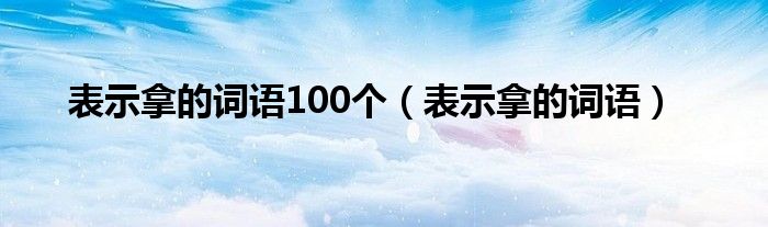 表示拿的词语100个（表示拿的词语）