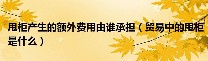 甩柜产生的额外费用由谁承担（贸易中的甩柜是什么）