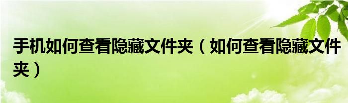 手机如何查看隐藏文件夹（如何查看隐藏文件夹）