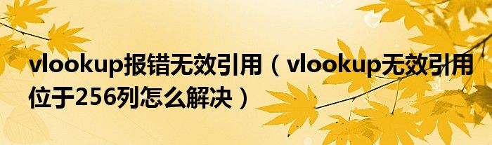 vlookup报错无效引用（vlookup无效引用位于256列怎么解决）