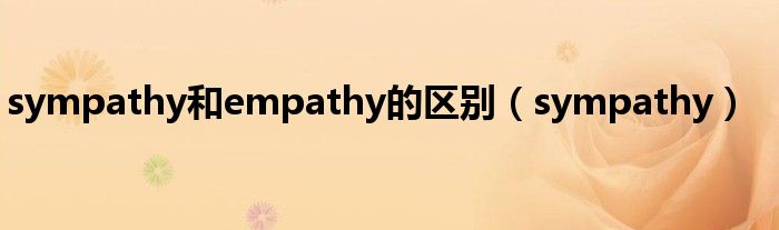 sympathy和empathy的区别（sympathy）