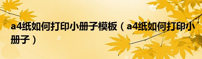 a4纸如何打印小册子模板（a4纸如何打印小册子）