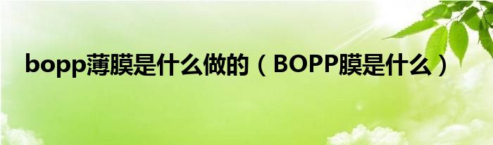 bopp薄膜是什么做的（BOPP膜是什么）