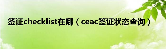 签证checklist在哪（ceac签证状态查询）