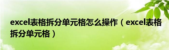 excel表格拆分单元格怎么操作（excel表格拆分单元格）