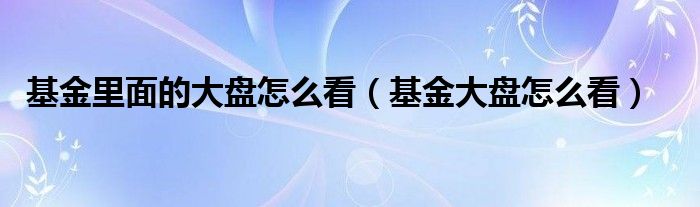 基金里面的大盘怎么看（基金大盘怎么看）