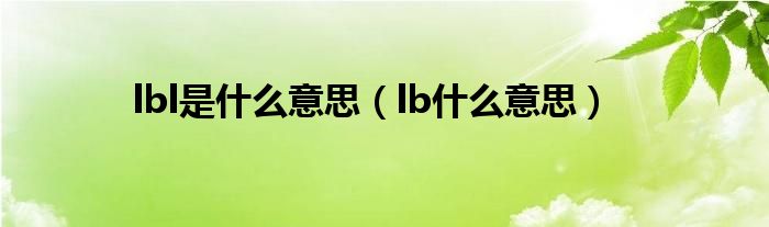 lbl是什么意思（lb什么意思）