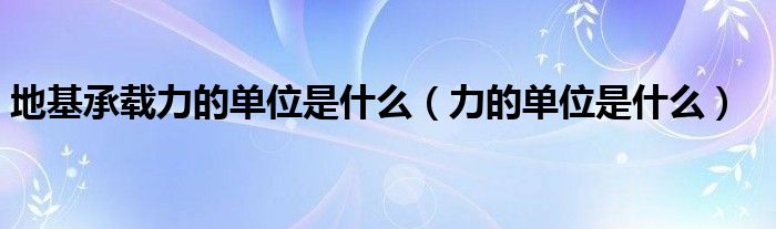 地基承载力的单位是什么（力的单位是什么）