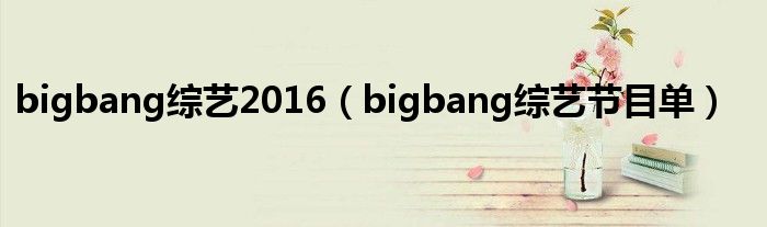 bigbang综艺2016（bigbang综艺节目单）