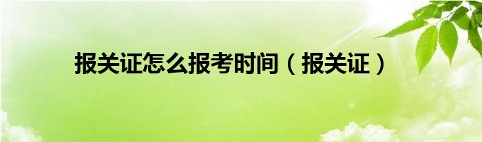 报关证怎么报考时间（报关证）