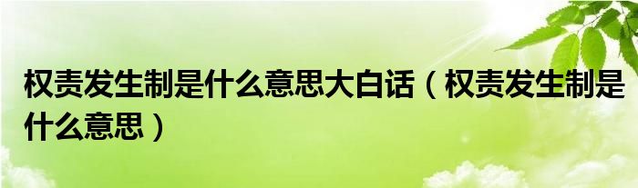 权责发生制是什么意思大白话（权责发生制是什么意思）