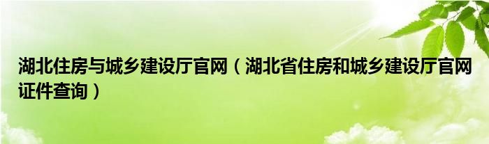 湖北住房与城乡建设厅官网（湖北省住房和城乡建设厅官网证件查询）