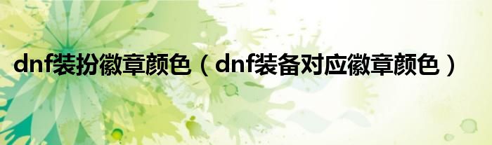 dnf装扮徽章颜色（dnf装备对应徽章颜色）