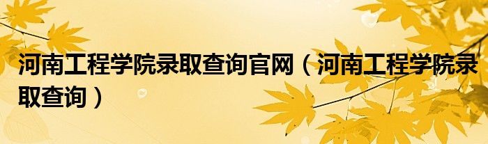 河南工程学院录取查询官网（河南工程学院录取查询）