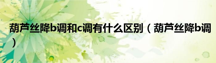 葫芦丝降b调和c调有什么区别（葫芦丝降b调）