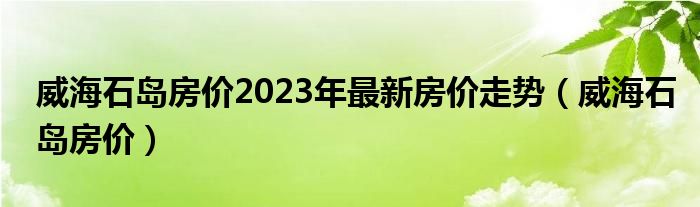 威海石岛房价2023年最新房价走势（威海石岛房价）