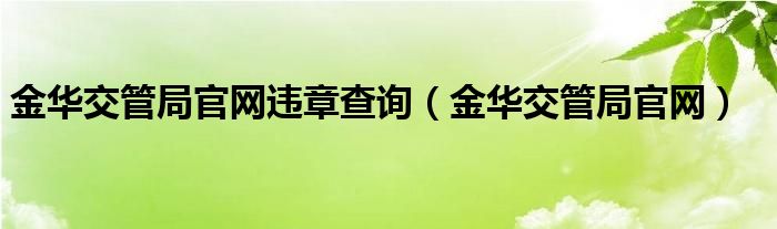 金华交管局官网违章查询（金华交管局官网）