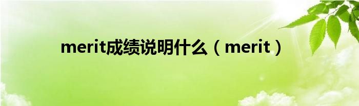 merit成绩说明什么（merit）