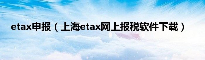 etax申报（上海etax网上报税软件下载）