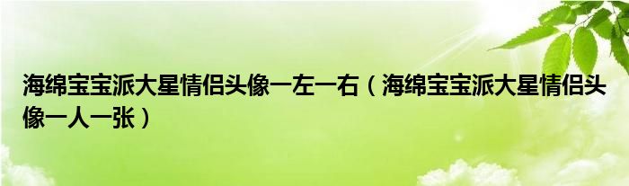 海绵宝宝派大星情侣头像一左一右（海绵宝宝派大星情侣头像一人一张）