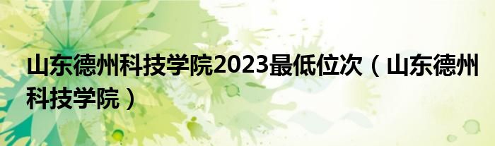 山东德州科技学院2023最低位次（山东德州科技学院）